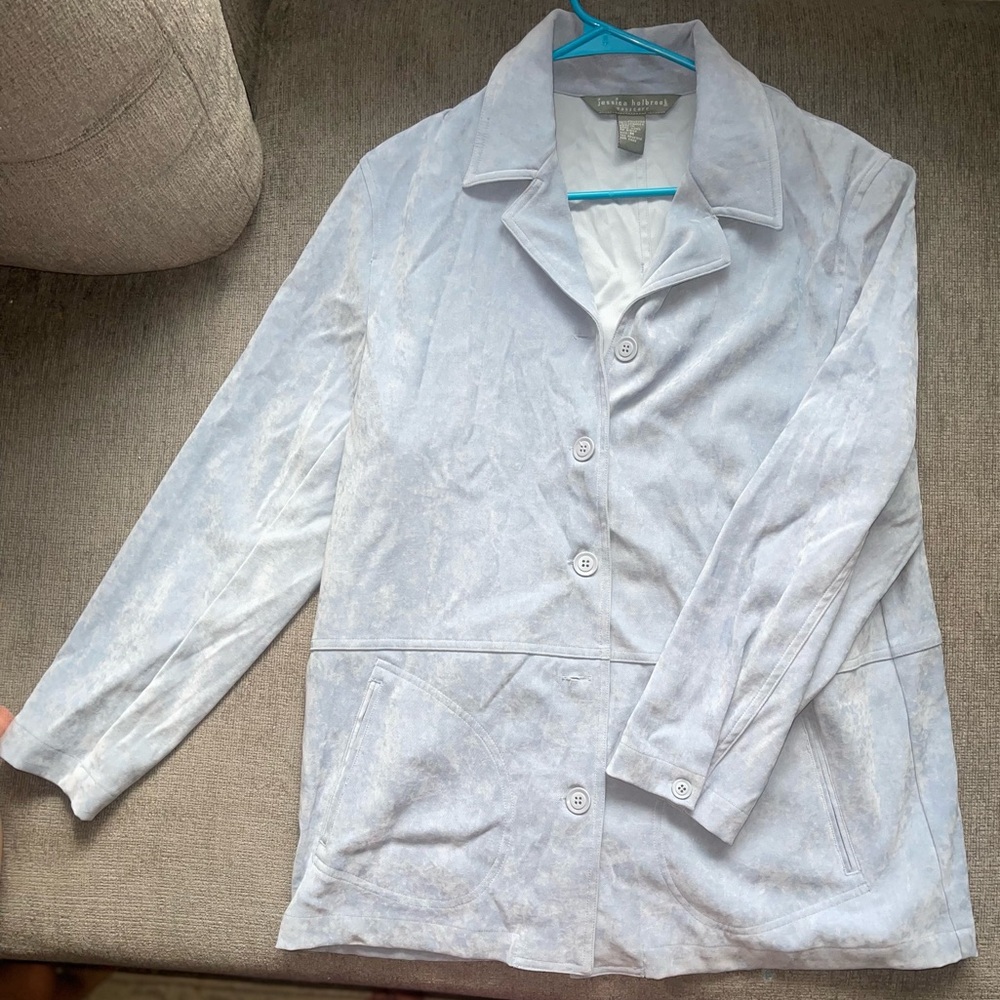 sky blue medium suede jacket HSN NETWORK vintage